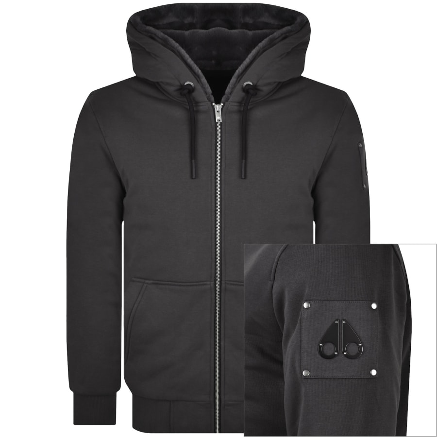 Image number 1 for Moose Knuckles Classic Bunny Hoodie Grey