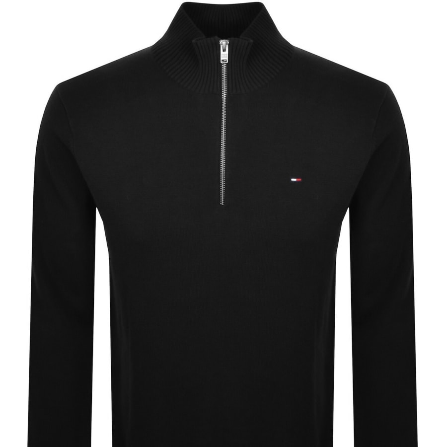 Image number 2 for Tommy Jeans Quarter Zip Knit Jumper Black