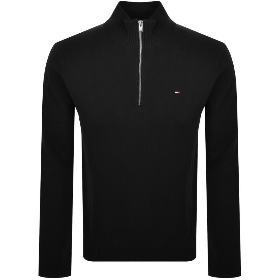 Image number 1 for Tommy Jeans Quarter Zip Knit Jumper Black
