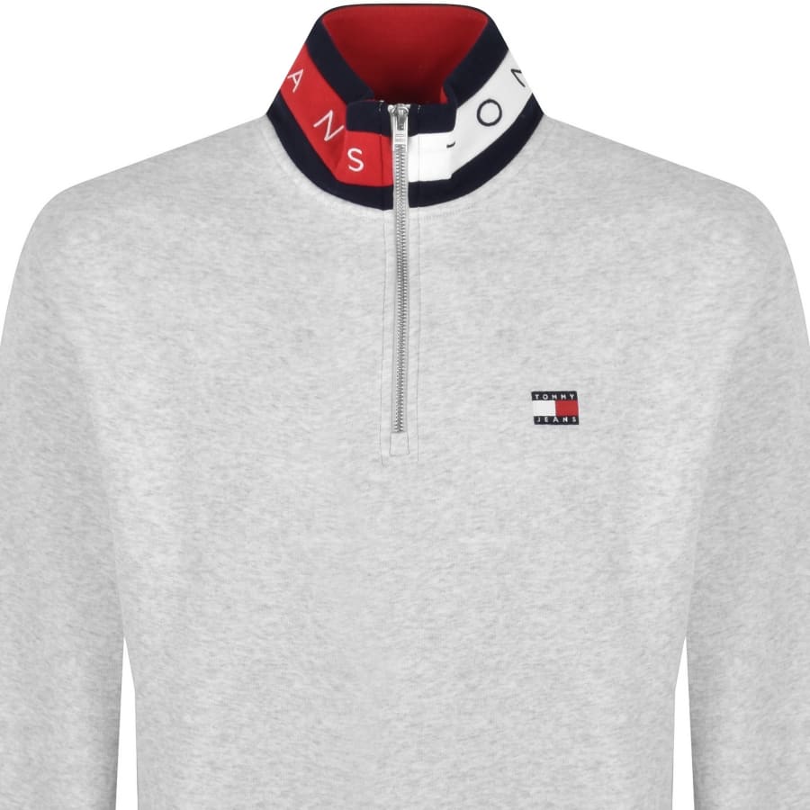Image number 2 for Tommy Jeans Quarter Zip Sweatshirt Grey
