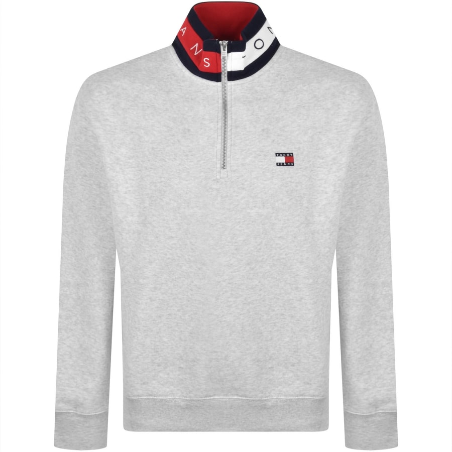 Image number 1 for Tommy Jeans Quarter Zip Sweatshirt Grey