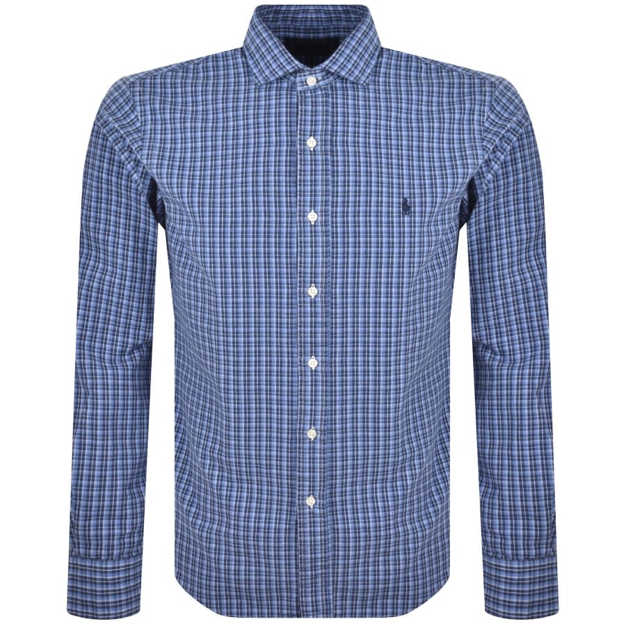 Image number 1 for Ralph Lauren Check Long Sleeve Shirt Blue