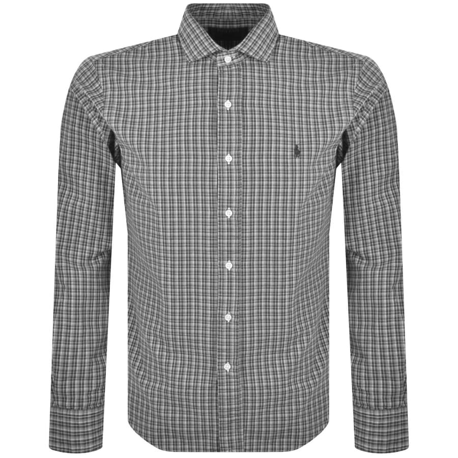 Image number 1 for Ralph Lauren Check Long Sleeve Shirt Grey