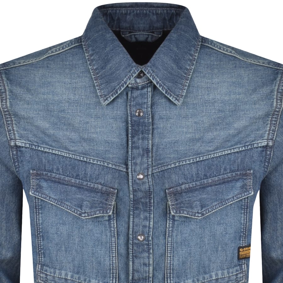 Image number 2 for G Star Raw Dakota Regular Long Sleeved Shirt Blue