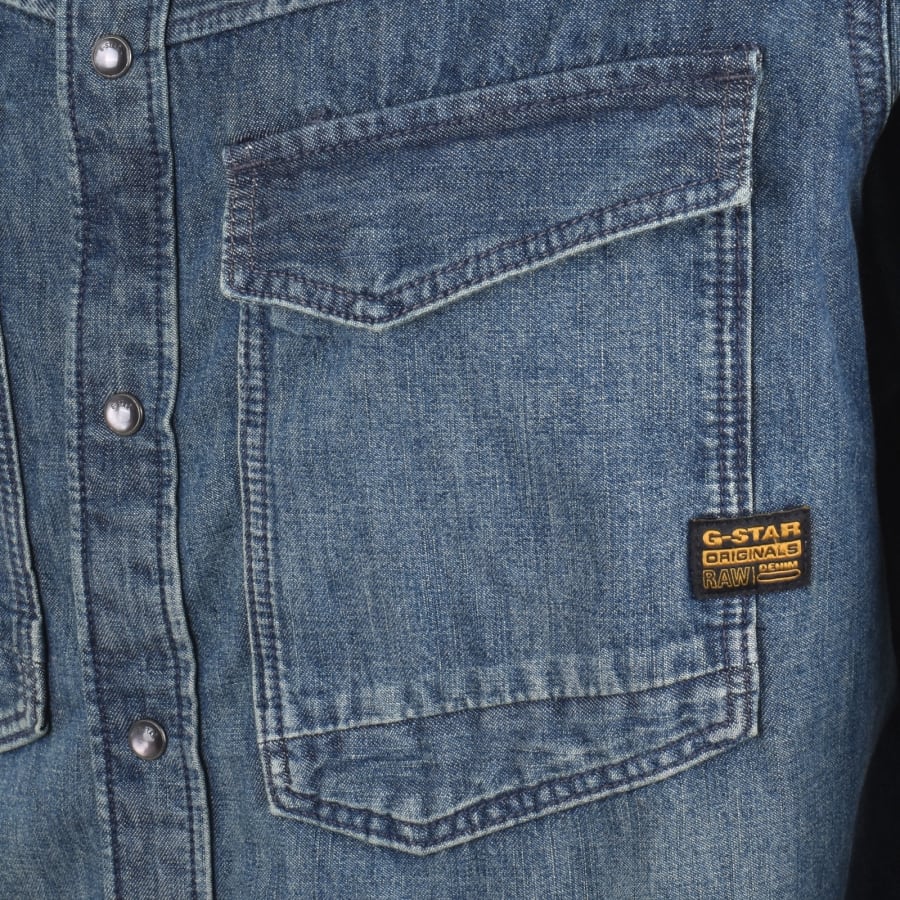 Image number 3 for G Star Raw Dakota Regular Long Sleeved Shirt Blue