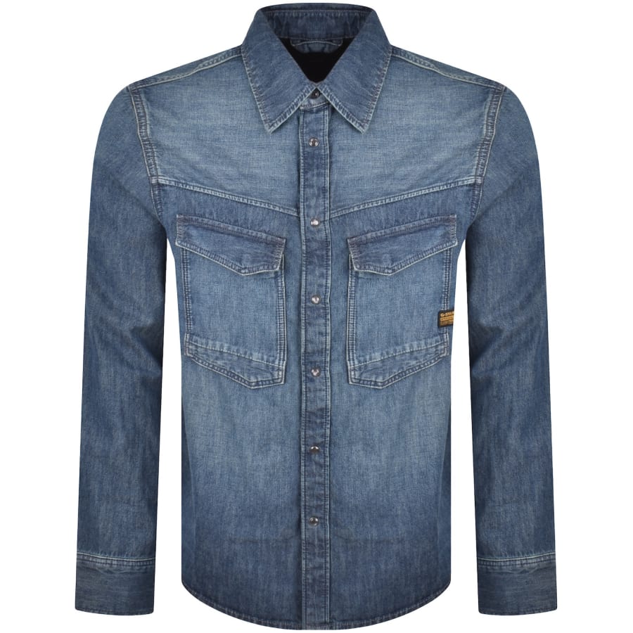 Image number 1 for G Star Raw Dakota Regular Long Sleeved Shirt Blue