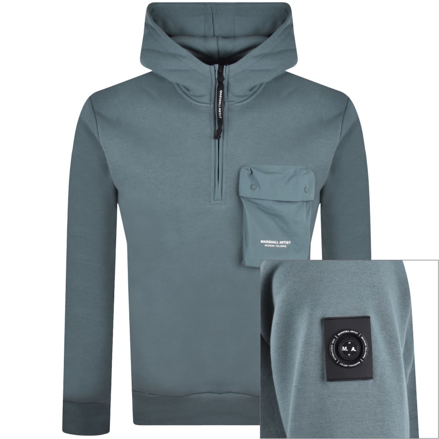 Image number 1 for Marshall Artist Centro Quarter Zip Hoodie Grey