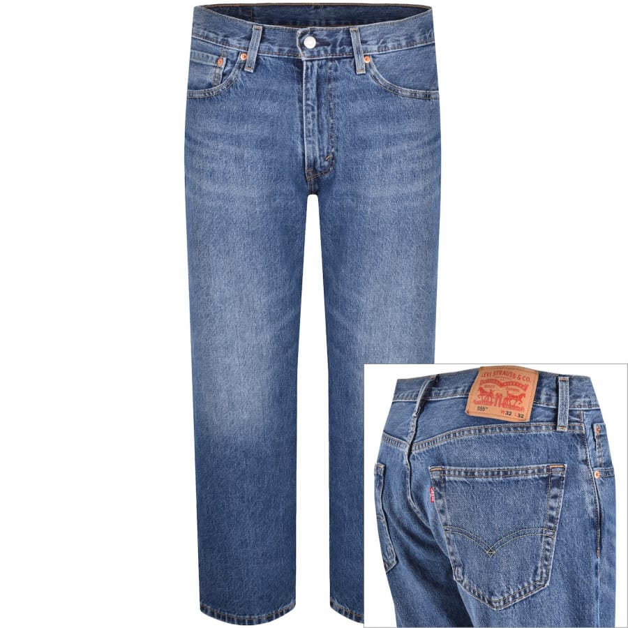 Image number 1 for Levis 555 Relaxed Straight Fit Jeans Blue