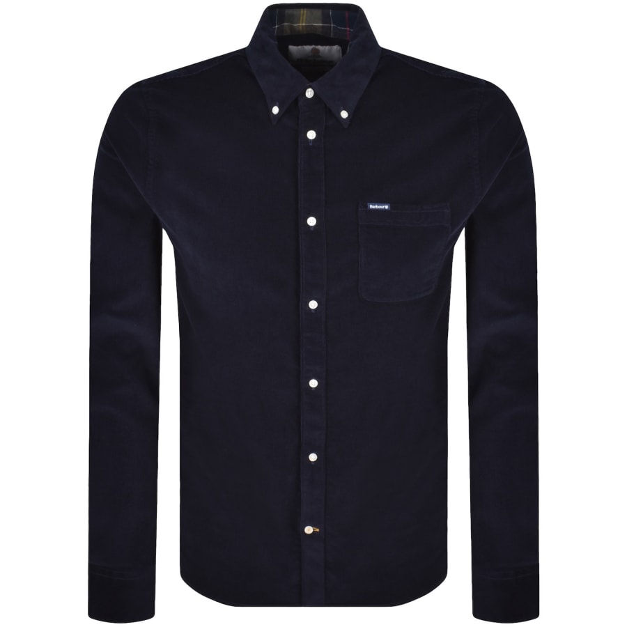 Image number 1 for Barbour Long Sleeved Corduroy Shirt Navy