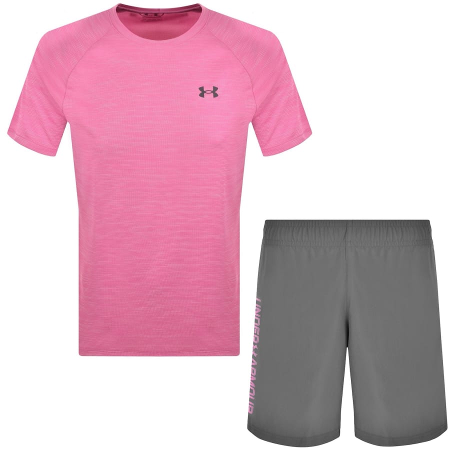 Image number 1 for Under Armour Tech Textured Shorts Set Pink