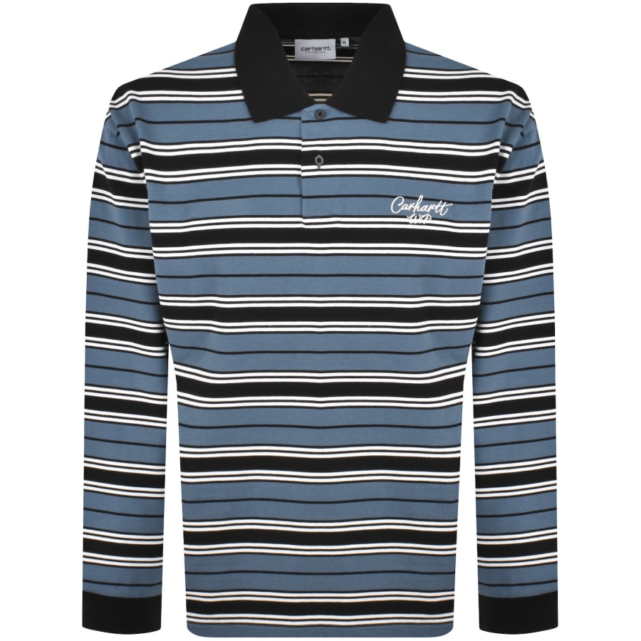 Image number 1 for Carhartt Devitt Rugby Polo Shirt Blue