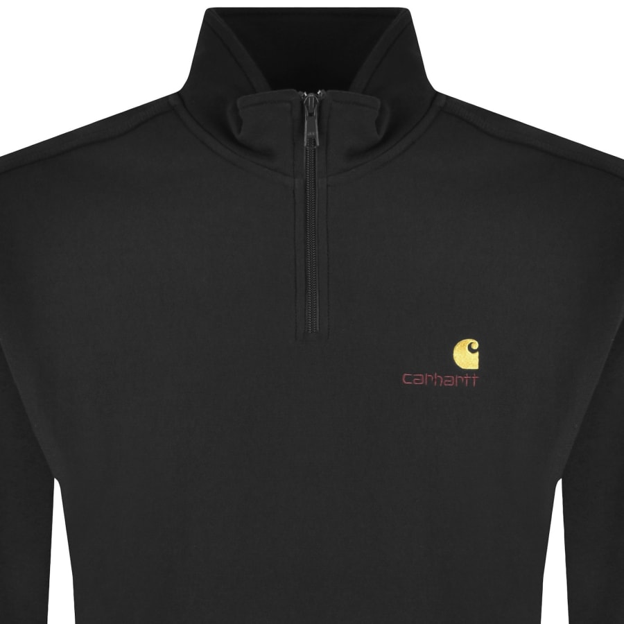 Image number 2 for Carhartt Half Zip Script Logo Sweatshirt Black