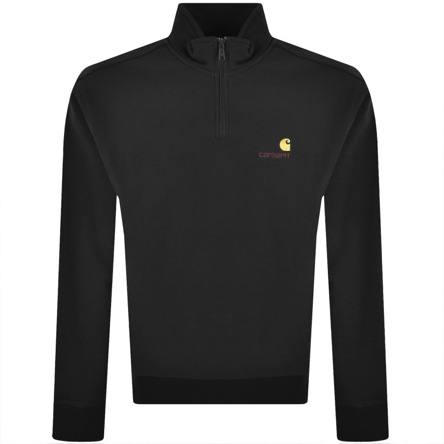 Image number 1 for Carhartt Half Zip Script Logo Sweatshirt Black