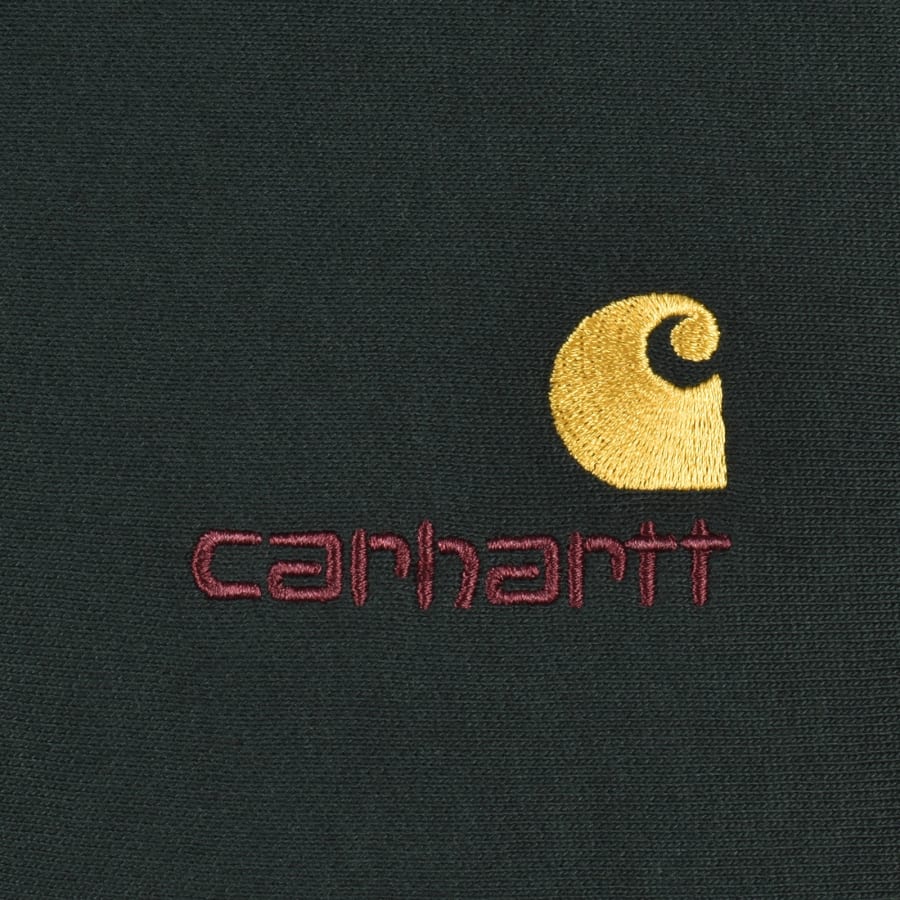 Image number 3 for Carhartt Half Zip Script Logo Sweatshirt Green