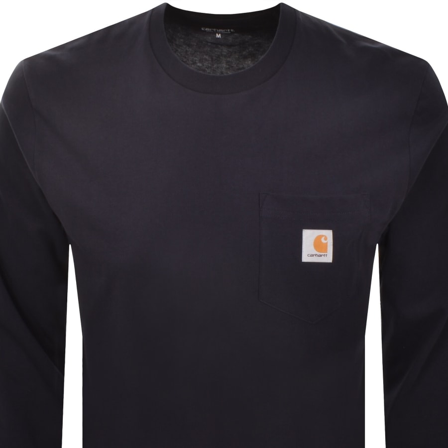 Image number 2 for Carhartt WIP Pocket Long Sleeved T Shirt Navy