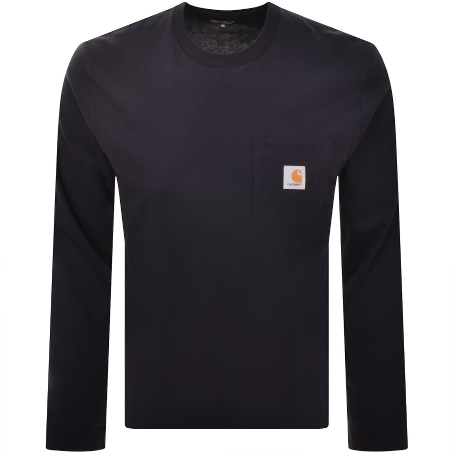 Image number 1 for Carhartt WIP Pocket Long Sleeved T Shirt Navy