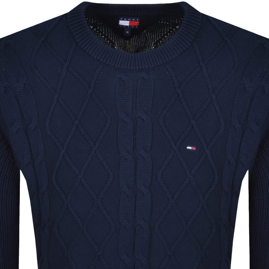 Image number 2 for Tommy Jeans Cable Knit Jumper Dark Blue