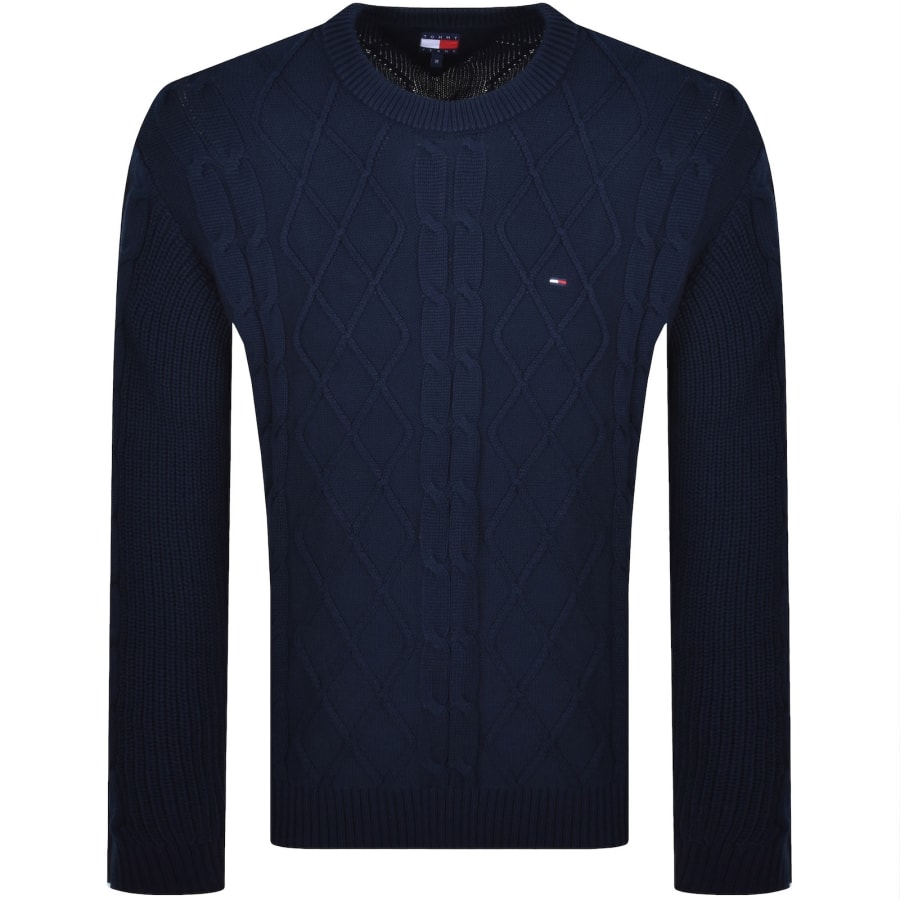 Image number 1 for Tommy Jeans Cable Knit Jumper Dark Blue