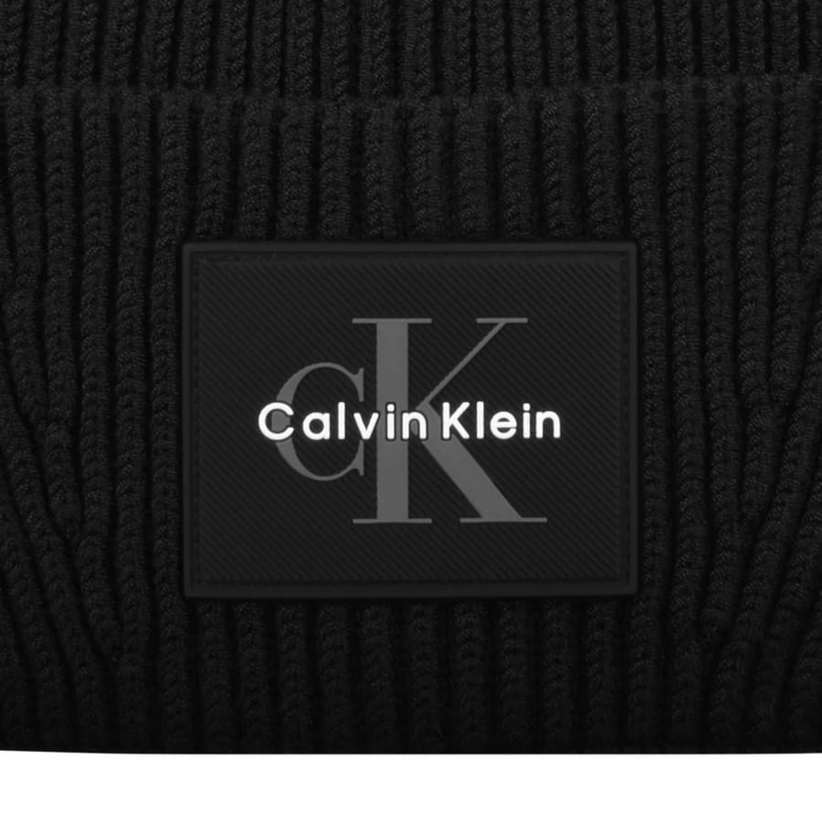 Image number 3 for Calvin Klein Patch Rib Beanie Black