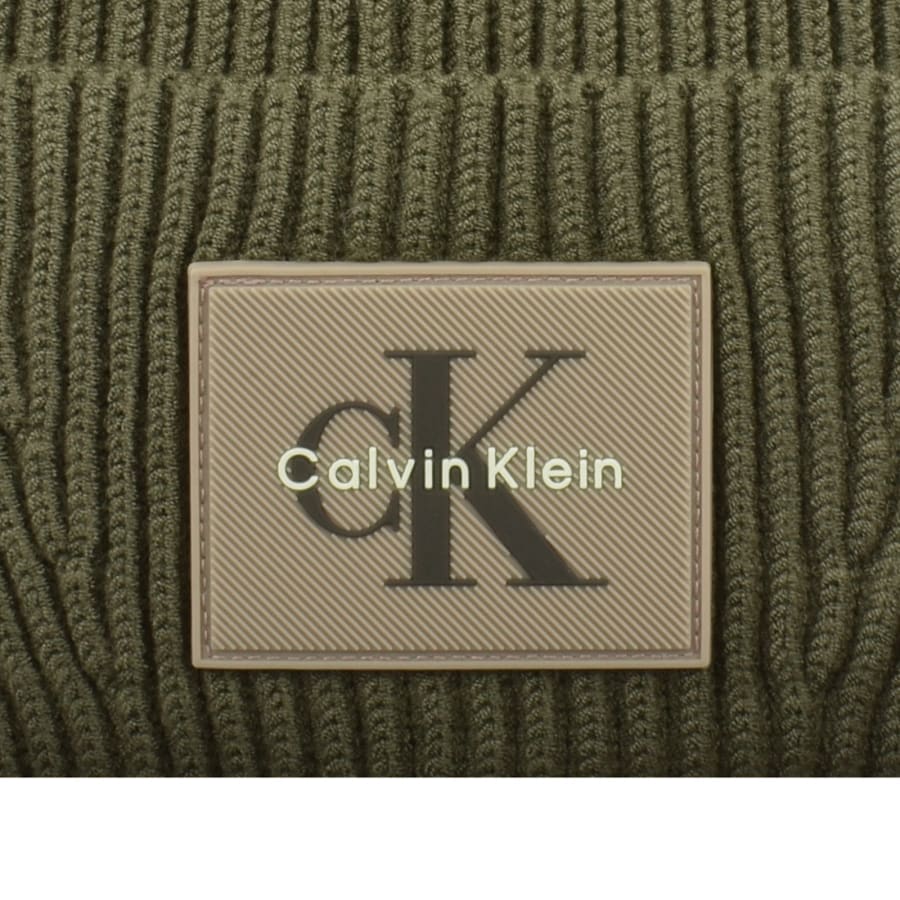 Image number 3 for Calvin Klein Patch Rib Beanie Green