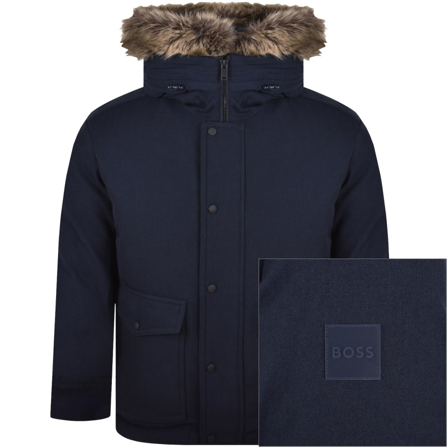 Image number 1 for BOSS Oisla Wool Blend Jacket Dark Blue