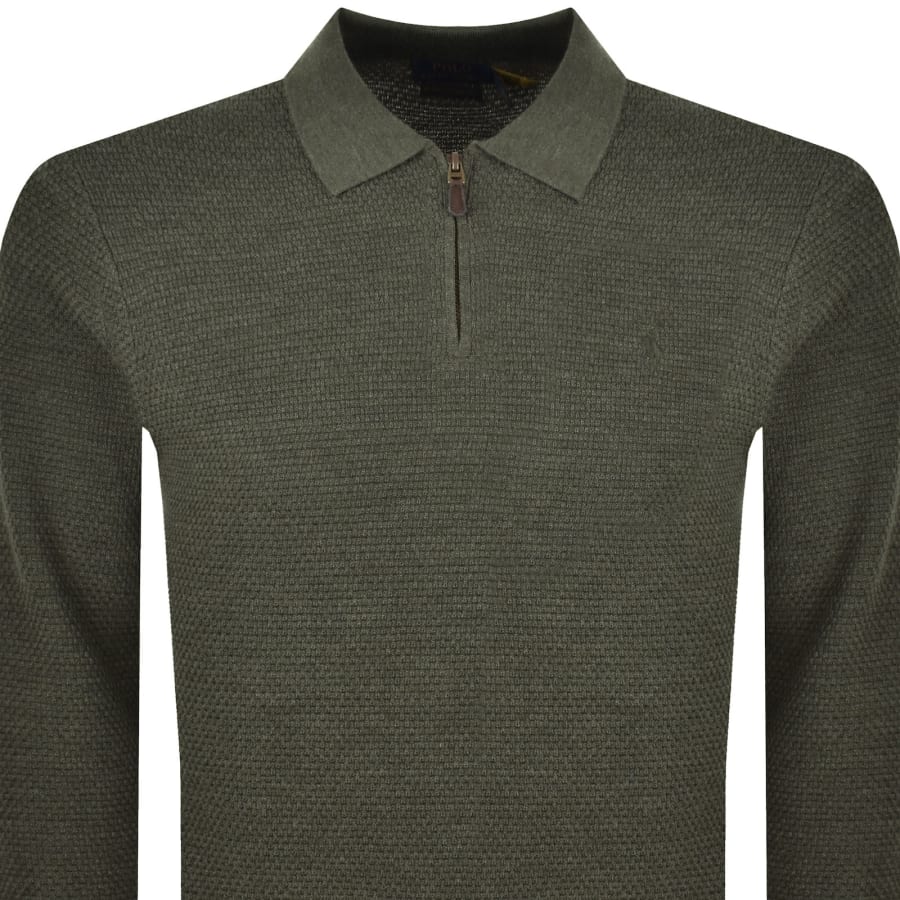 Image number 2 for Ralph Lauren Knit Polo Collar Jumper Green
