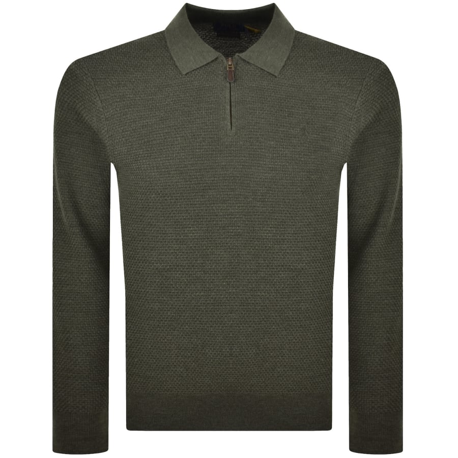 Image number 1 for Ralph Lauren Knit Polo Collar Jumper Green