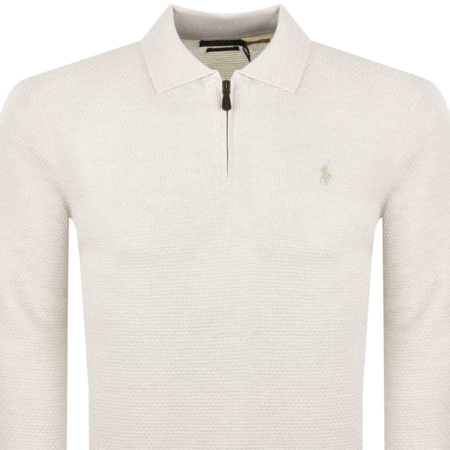 Image number 2 for Ralph Lauren Knit Polo Collar Jumper Beige