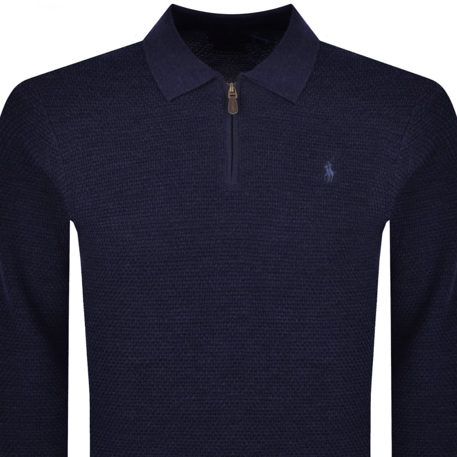 Image number 2 for Ralph Lauren Knit Polo Collar Jumper Navy