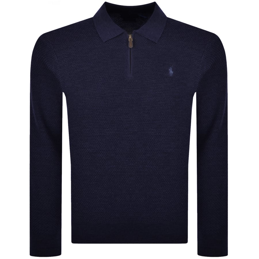Image number 1 for Ralph Lauren Knit Polo Collar Jumper Navy