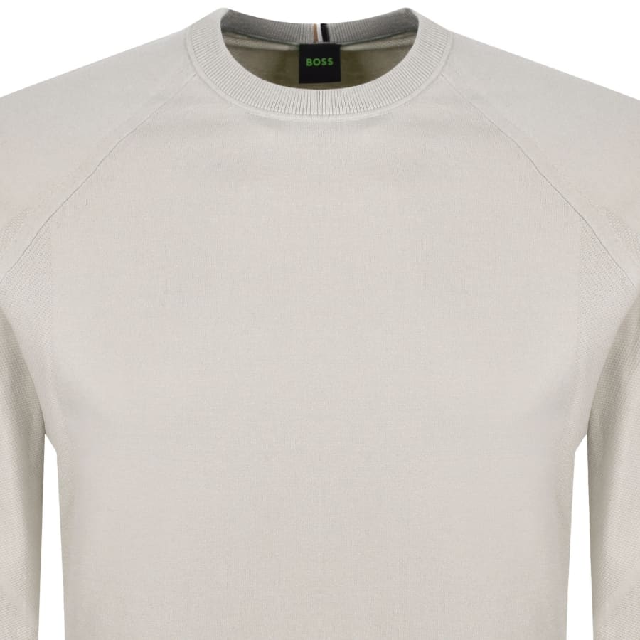 Image number 2 for BOSS GOC Rank Crew Neck Knit Jumper Beige