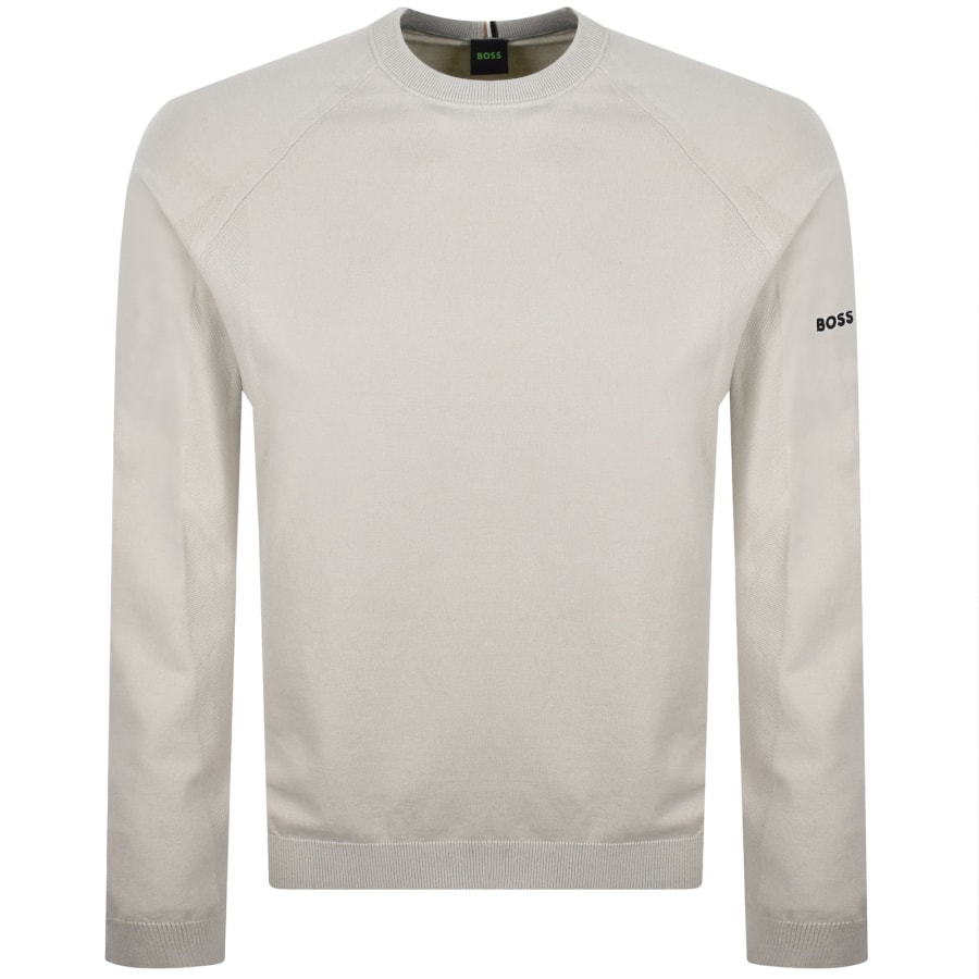 Image number 1 for BOSS GOC Rank Crew Neck Knit Jumper Beige