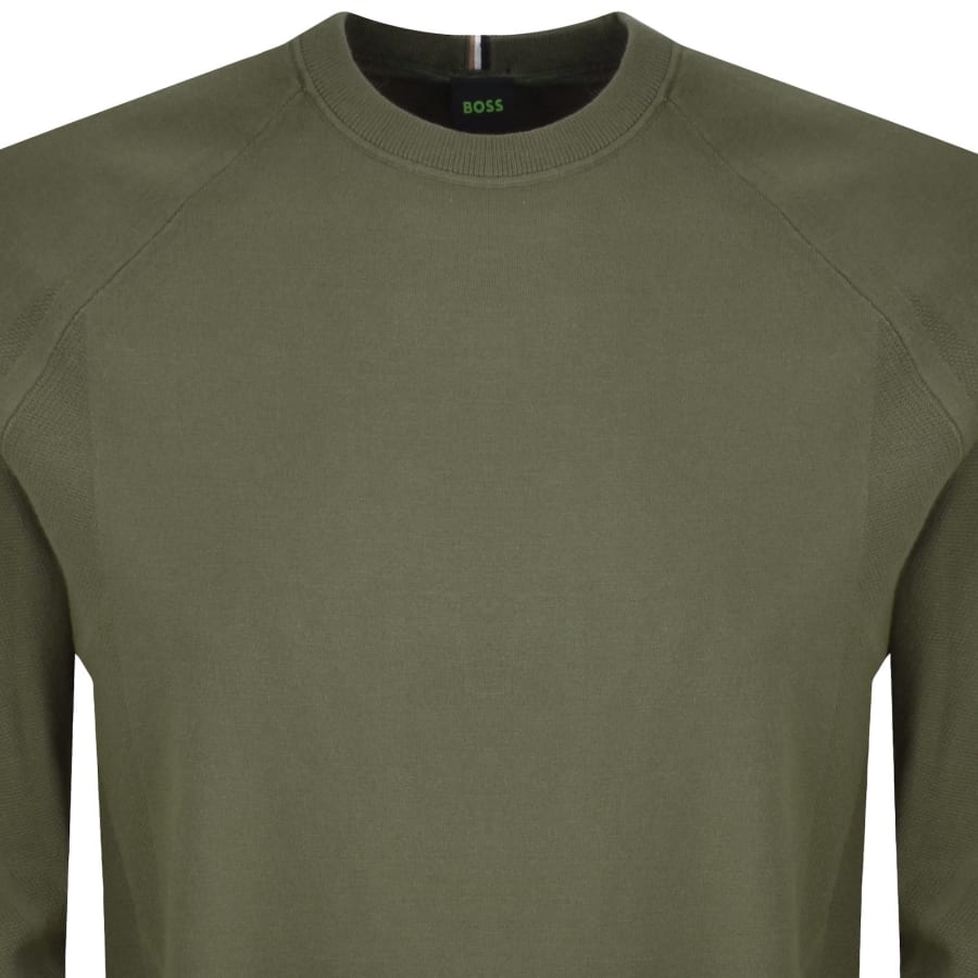 Image number 2 for BOSS GOC Rank Crew Neck Knit Jumper Green