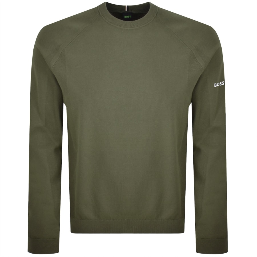Image number 1 for BOSS GOC Rank Crew Neck Knit Jumper Green