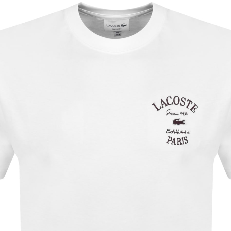 Image number 2 for Lacoste Classic Fit Paris T Shirt White