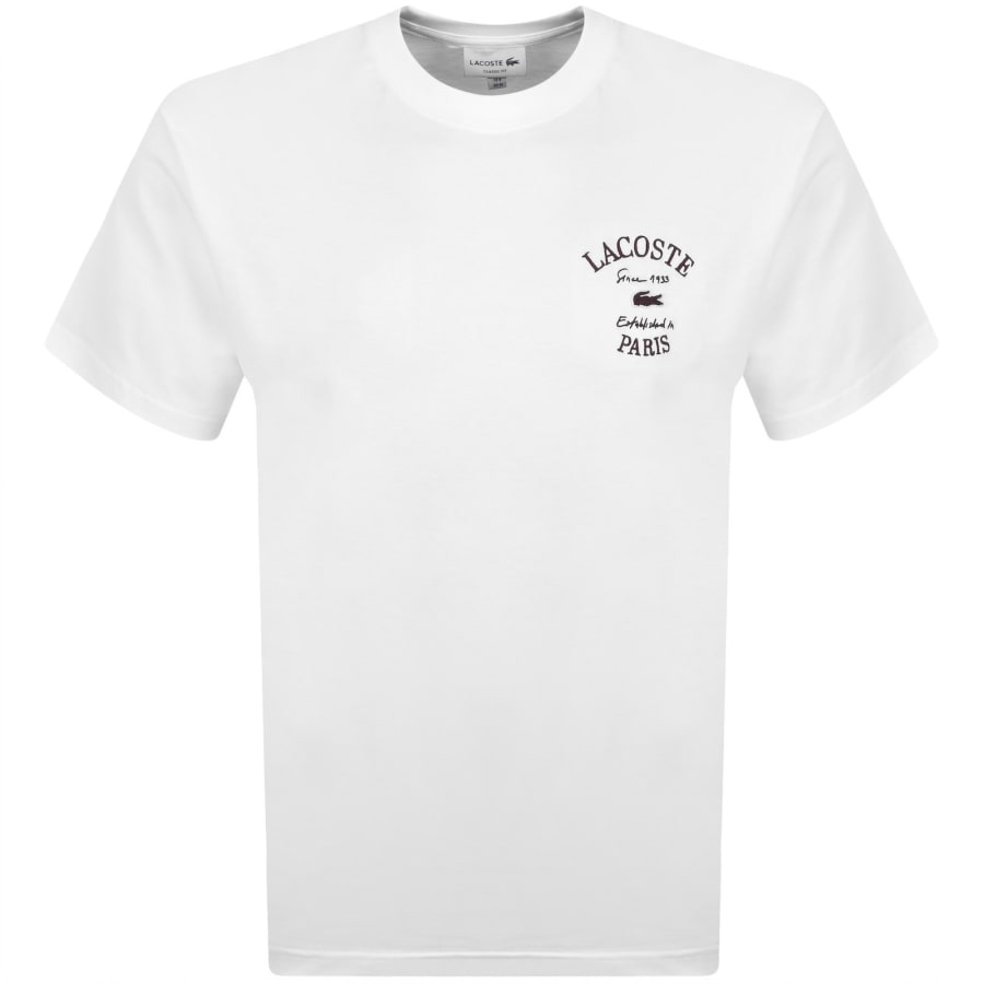 Image number 1 for Lacoste Classic Fit Paris T Shirt White