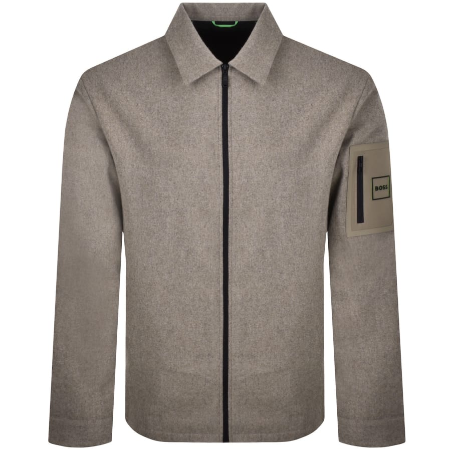 Image number 1 for BOSS Transit Wool Overshirt Brown