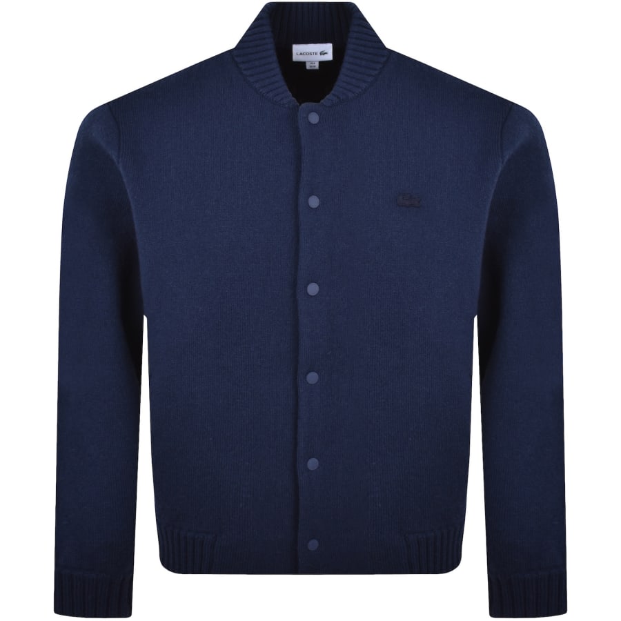 Image number 1 for Lacoste Merino Wool Bomber Jacket Navy