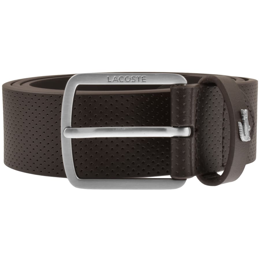 Image number 3 for Lacoste Leather Belt And Cardholder Set Brown