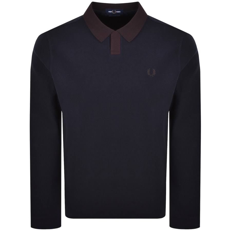 Image number 1 for Fred Perry Jacquard Polo Shirt Navy