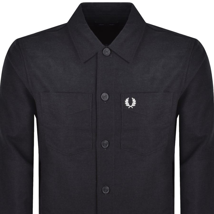 Image number 2 for Fred Perry Brushed Twill Overshirt Grey