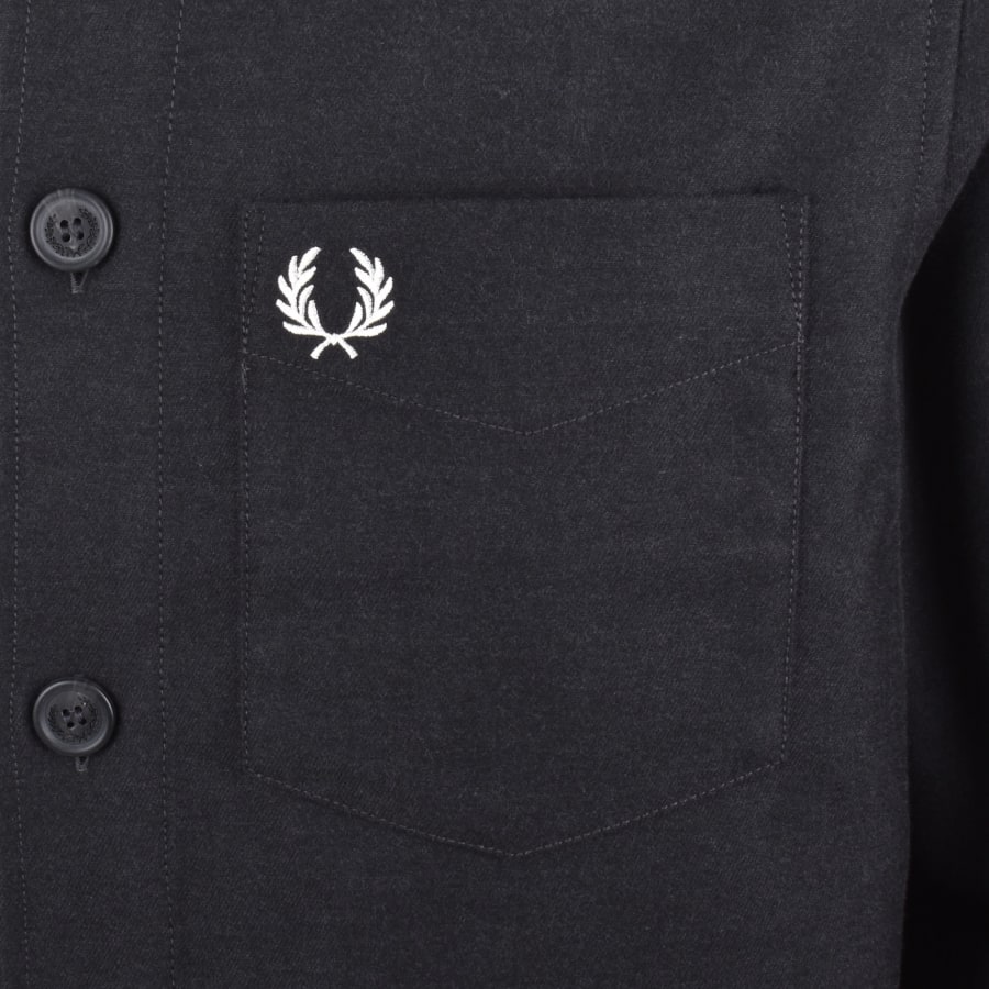 Image number 3 for Fred Perry Brushed Twill Overshirt Grey