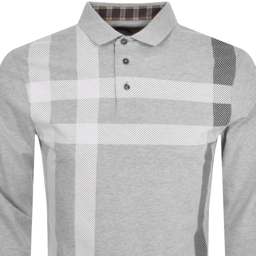 Image number 2 for Barbour Blaine Long Sleeve Polo T Shirt Grey