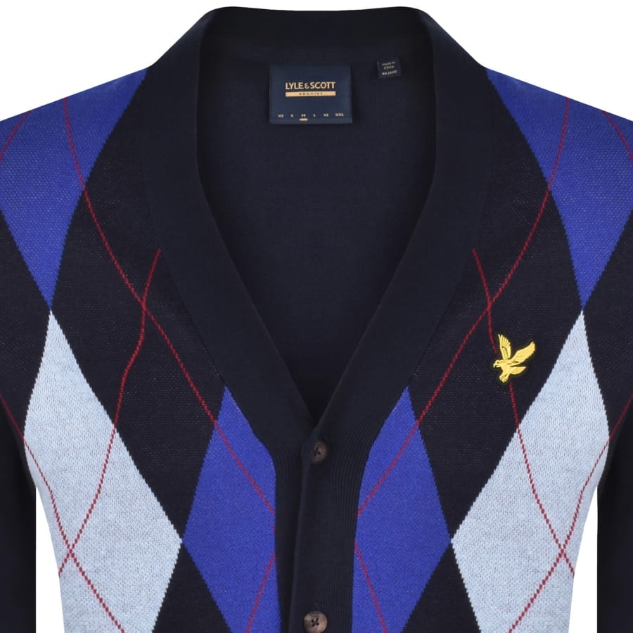 Image number 2 for Lyle And Scott Archive Knit Cardigan Navy