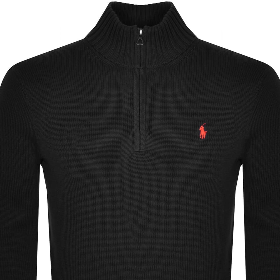 Image number 2 for Ralph Lauren Half Zip Knit Jumper Black