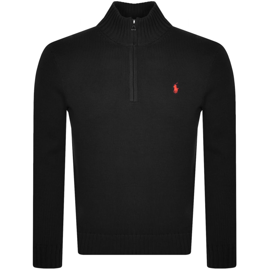 Image number 1 for Ralph Lauren Half Zip Knit Jumper Black