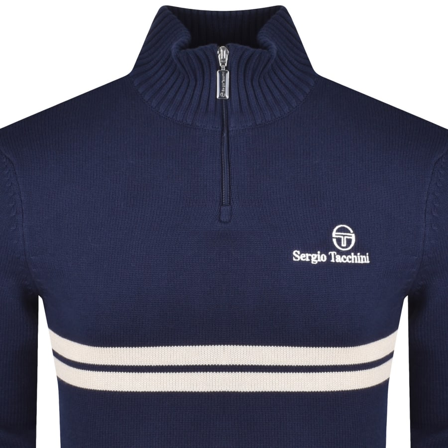 Image number 2 for Sergio Tacchini New Dallas Quarter Zip Jumper Navy