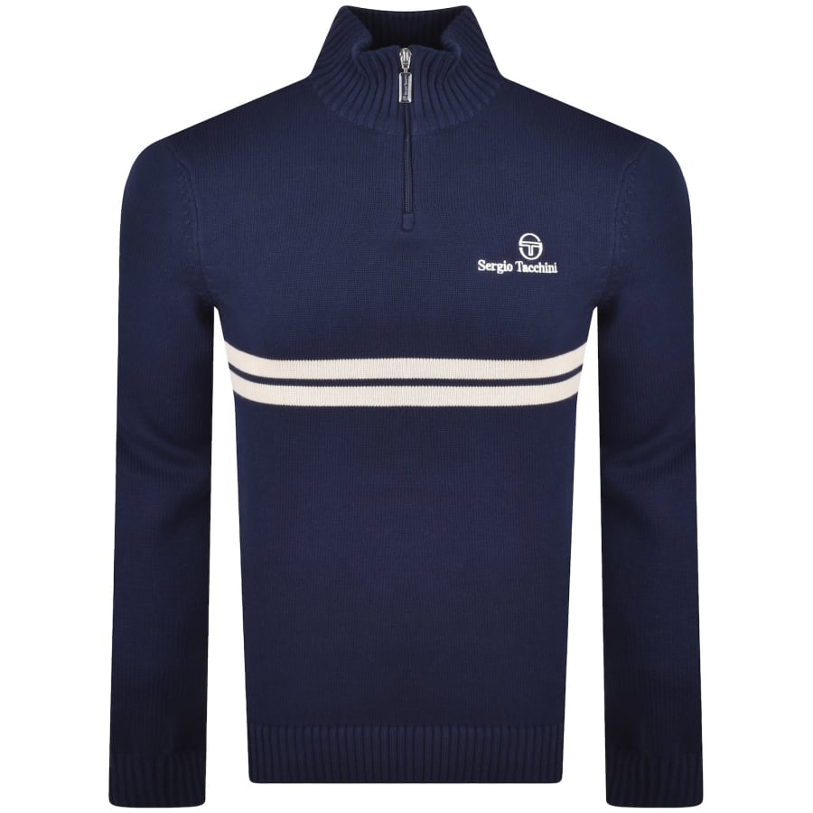 Image number 1 for Sergio Tacchini New Dallas Quarter Zip Jumper Navy