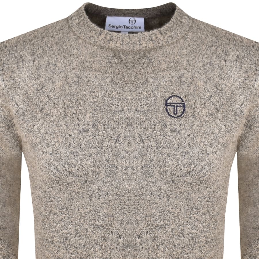 Image number 2 for Sergio Tacchini Crew Neck Knit Jumper Beige