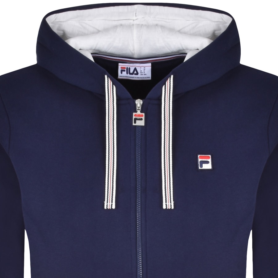 Image number 2 for Fila Tenconi Full Zip Peached Fleece Hoodie Navy